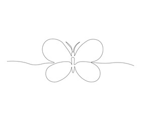 One continuous line drawing of flying butterfly. single line of butterflies illustration. flying flies concept. editable outline