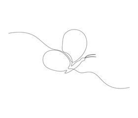 One continuous line drawing of flying butterfly. single line of butterflies illustration. flying flies concept. editable outline