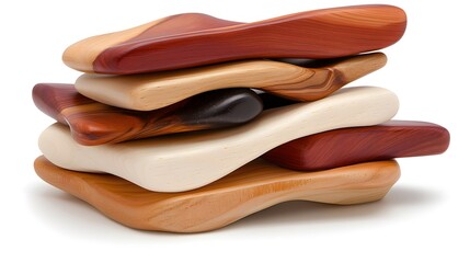 Obraz premium Stacked Wooden Shapes Displaying Artful Design and Natural Texture