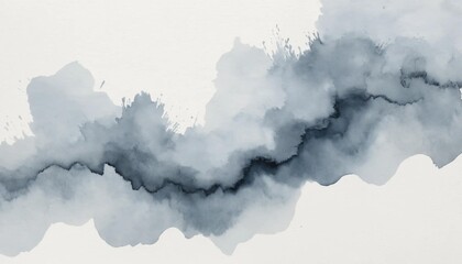 Serene abstract grey ink wash painting with a flowing watercolor texture on a light paper background. Minimalist artistic design for modern creative projects.