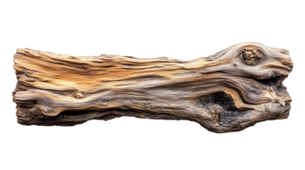 A Weathered Gnarled Tree Branch Isolated On A Transparent Background Showing Its Natural Texture And Grain