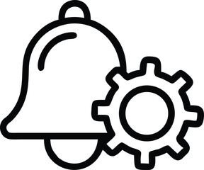 Fototapeta premium Bell and Gear Combination Icon mechanical industrial