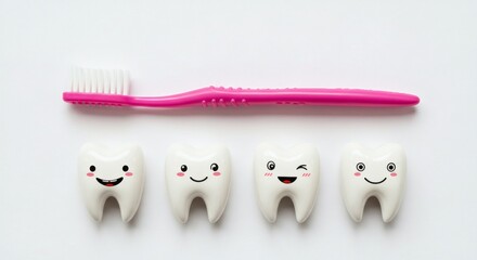Obraz premium Happy Tooth Crew Brush Up for a Bright Smile.