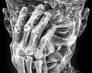 Surreal X-ray Fashion Portraits Conceptual representation of anxiety and stress. Artistic Human Anatomy Visualization Conceptual Skeleton Photography