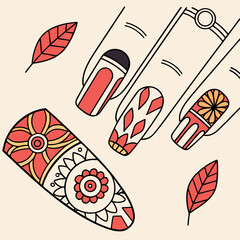 Vibrant nail polish vector pack with pop art inspired colors