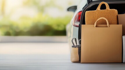 College students packing their car trunk before a trip