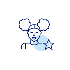 Young woman and avatar. Trusted user, premium account. Pixel perfect, editable stroke vector icon