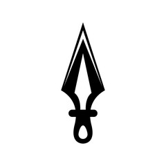 Ornate Tribal-Style Trident Vector Illustration with Decorative Swirls and Symmetrical Design