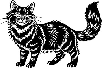 black and white cat vector 
