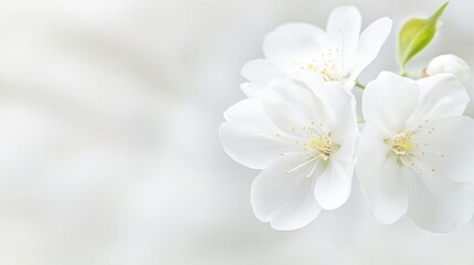 Fototapeta premium Delicate White Flowers Blooming Against a Soft Light Background