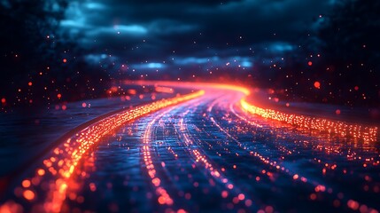 Obraz premium Digital network path technology concept