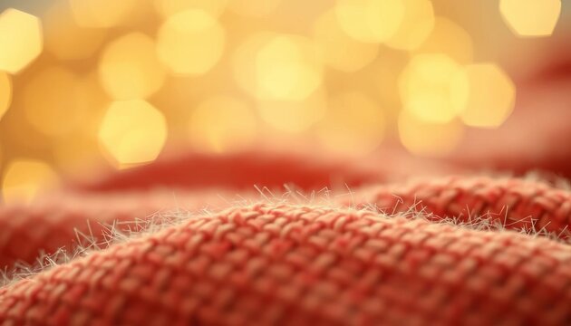 Close-up view of textured fabric with blurred bokeh background, evoking warmth and love, blurred, image