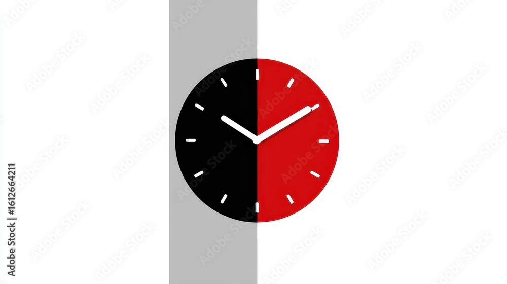 Poster a clock face with a bi-color design.