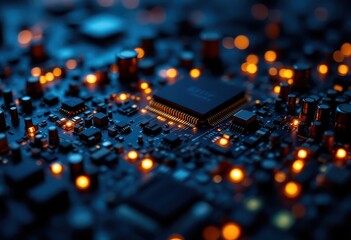 Obraz premium Close-up view of a complex circuit board.