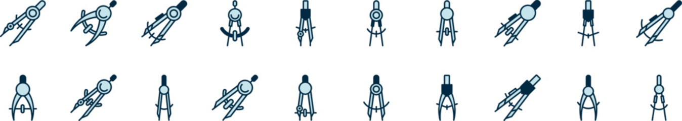 Blue Compass Filled Color Icon Collection. Minimalistic Linear Pictogram for Web and Graphic Design, Apps, Banners, Social Network and Cards