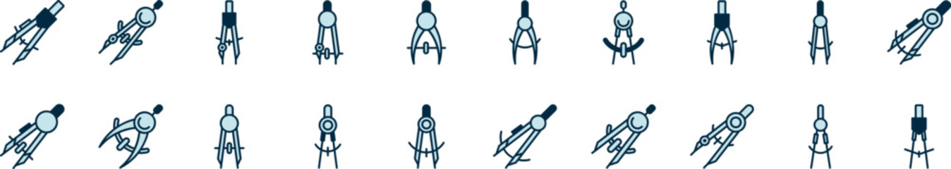 Blue Compass Filled Color Icon Set. Minimalistic Linear Pictogram for Web and Graphic Design, Apps, Banners, Social Network and Cards
