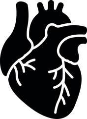 Black silhouette human heart icon