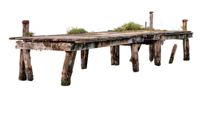 Abandoned Dock by the Water background isolated on a Transparent background, PNG file.