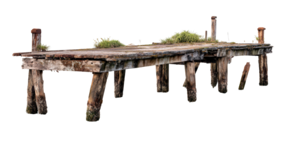 Abandoned Dock by the Water background isolated on a Transparent background, PNG file.