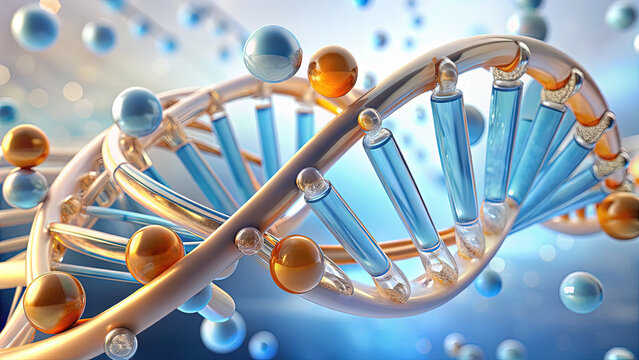 Abstract DNA Helix Structure: Science and Technology Concept. Medical Research, Genetic Engineering, and Pharmaceutical Innovation Visual