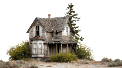 Abandoned House in the Wild background isolated on a Transparent background, PNG file.