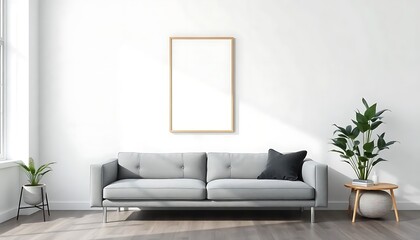 Poster Mockup Vertical Frame Empty White Wall