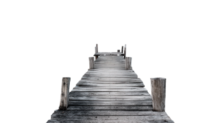 Abandoned Pier by the Ocean background isolated on a Transparent background, PNG file.