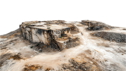 Abandoned Quarry background isolated on a Transparent background, PNG file.