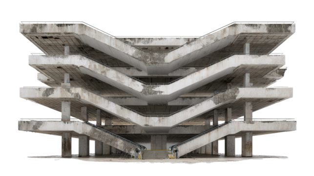 Abandoned Shopping Mall background isolated on a Transparent background, PNG file.