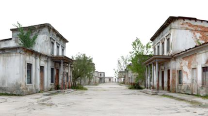 Abandoned Town Square background isolated on a Transparent background, PNG file.