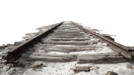 Abandoned Train Tracks background isolated on a Transparent background, PNG file.