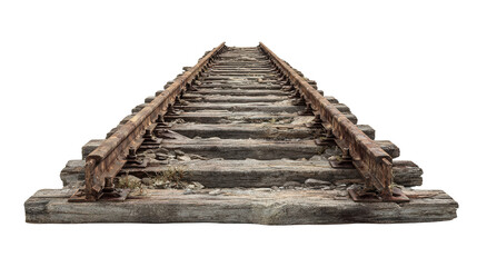 Abandoned Train Tracks background isolated on a Transparent background, PNG file.