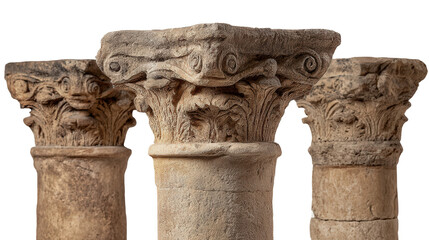 Ancient Roman Pillars background isolated on a Transparent background, PNG file.