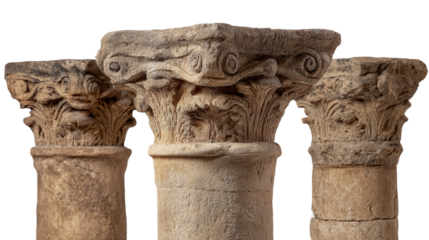 Ancient Roman Pillars background isolated on a Transparent background, PNG file.