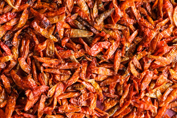 Freshly harvested chilies are sun-dried using traditional methods, then processed into products like chili powder, instant sambal, and chili extract to increase market value and farmers’ income.