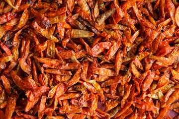 Freshly harvested chilies are sun-dried using traditional methods, then processed into products like chili powder, instant sambal, and chili extract to increase market value and farmers’ income.