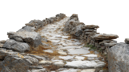 Ancient Stone Pathway background isolated on a Transparent background, PNG file.