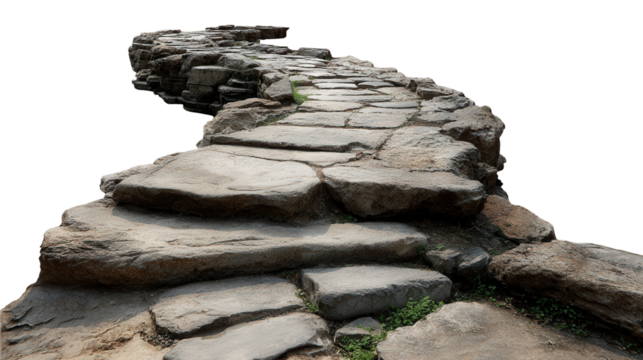 Ancient Stone Pathway background isolated on a Transparent background, PNG file.