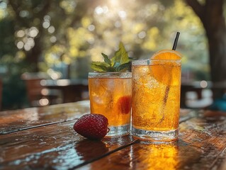 cocktail with ice and lime