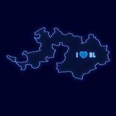 I Love BL Text With Swiss Basel-Landschaft Canton Outline Map	
