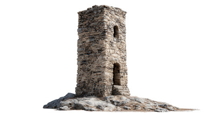 Ancient Stone Tower background isolated on a Transparent background, PNG file.