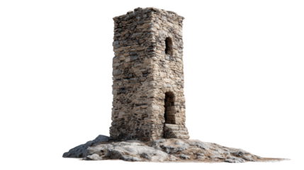 Ancient Stone Tower background isolated on a Transparent background, PNG file.