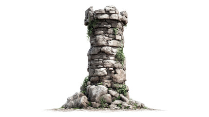 Ancient Stone Tower background isolated on a Transparent background, PNG file.