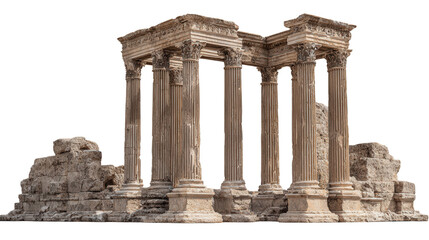 Ancient Temple Ruins background isolated on a Transparent background, PNG file.