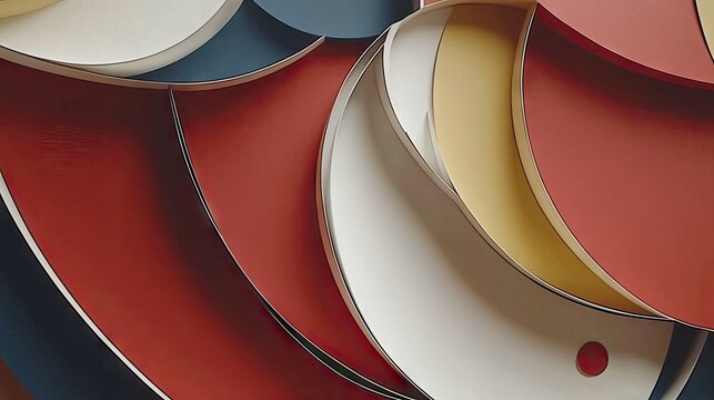 Abstract Curves with Red, White, and Yellow, Art Background