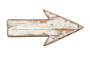 Weathered Wooden Arrow Sign Pointing To The Left Isolated On Transparent Background