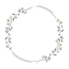 Floral botanical circle frame logo ilustration ornament