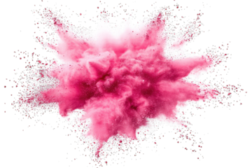 Pink Powder Explosion Isolated On Transparent Background