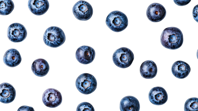 A Flat Lay Of Blueberries Arranged In A Repeated Pattern On A Transparent Background
