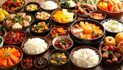 Fototapeta premium Diverse Asian Dishes Displayed